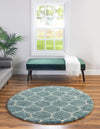 Lattice Loft Shag Collection Area Rug - Chelsea (Light Blue) Round Light Blue  lifestyle 2