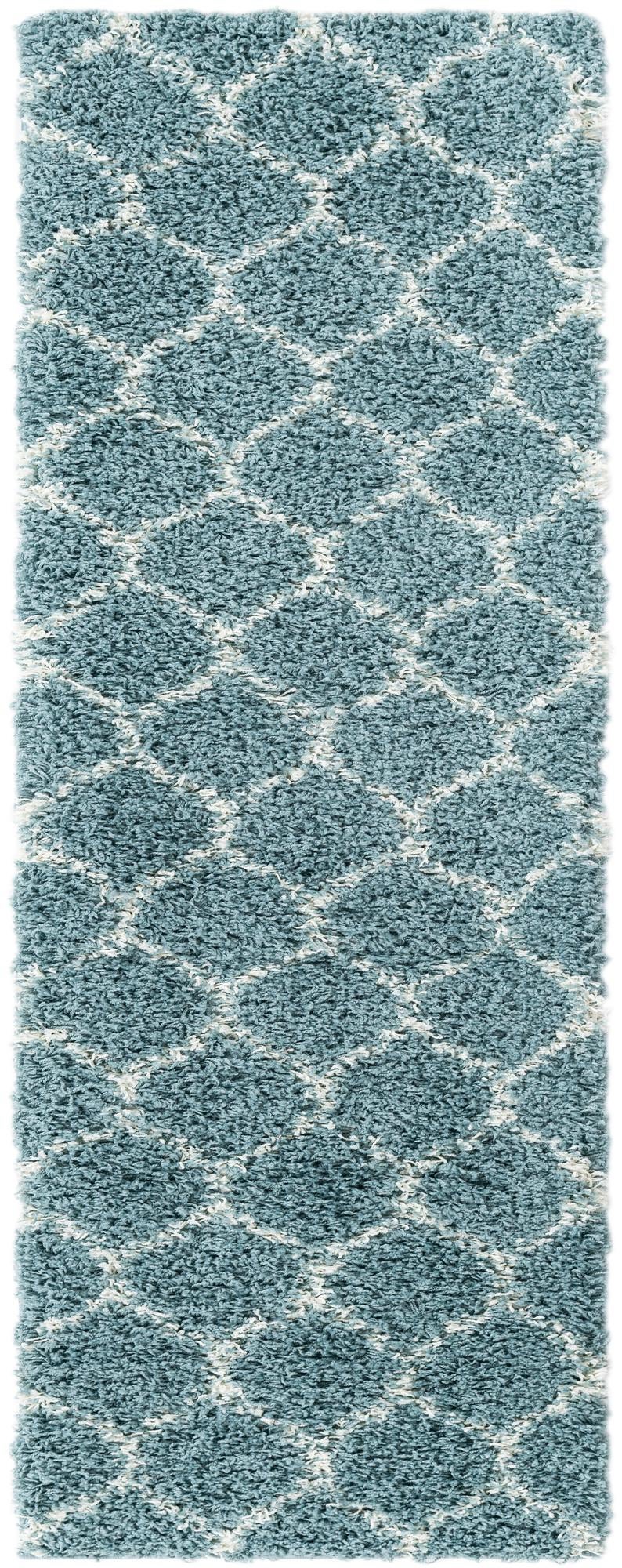 Lattice Loft Shag Collection Area Rug - Chelsea (Light Blue) Runner Light Blue Main