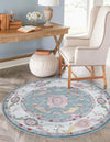 Arcadia Rugs Collection Area Rug - Eden (Gray and Blue) Round Gray and Blue  lifestyle 18