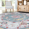 Arcadia Rugs Collection Area Rug - Eden (Gray and Blue) Octagon Gray and Blue  lifestyle 60