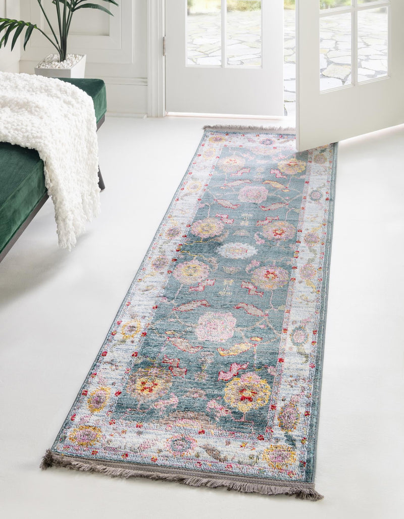 Arcadia Rugs Collection Area Rug - Eden (Gray and Blue) Runner Gray and Blue  lifestyle 22