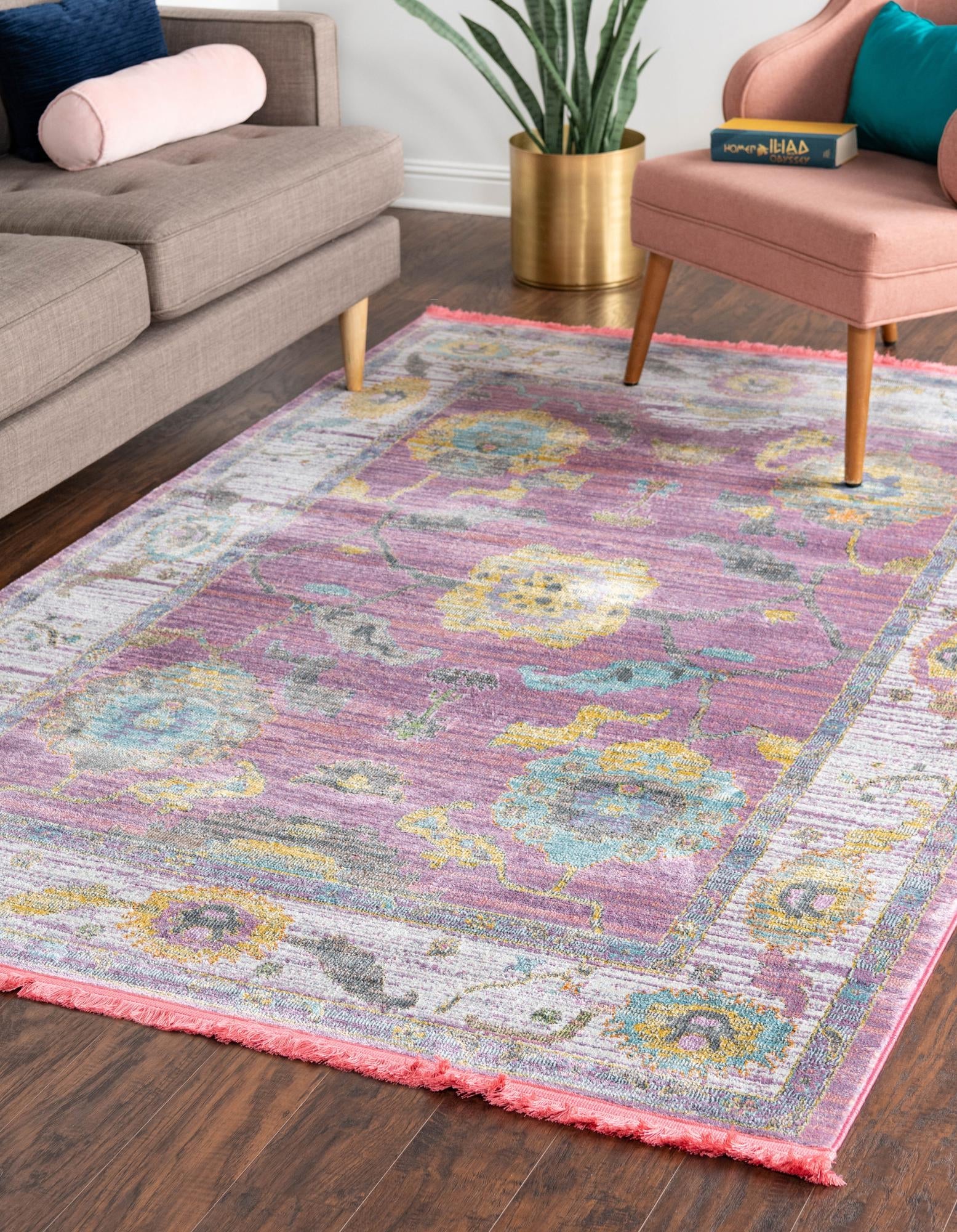 Arcadia Rugs Collection Area Rug - Eden (Pink)