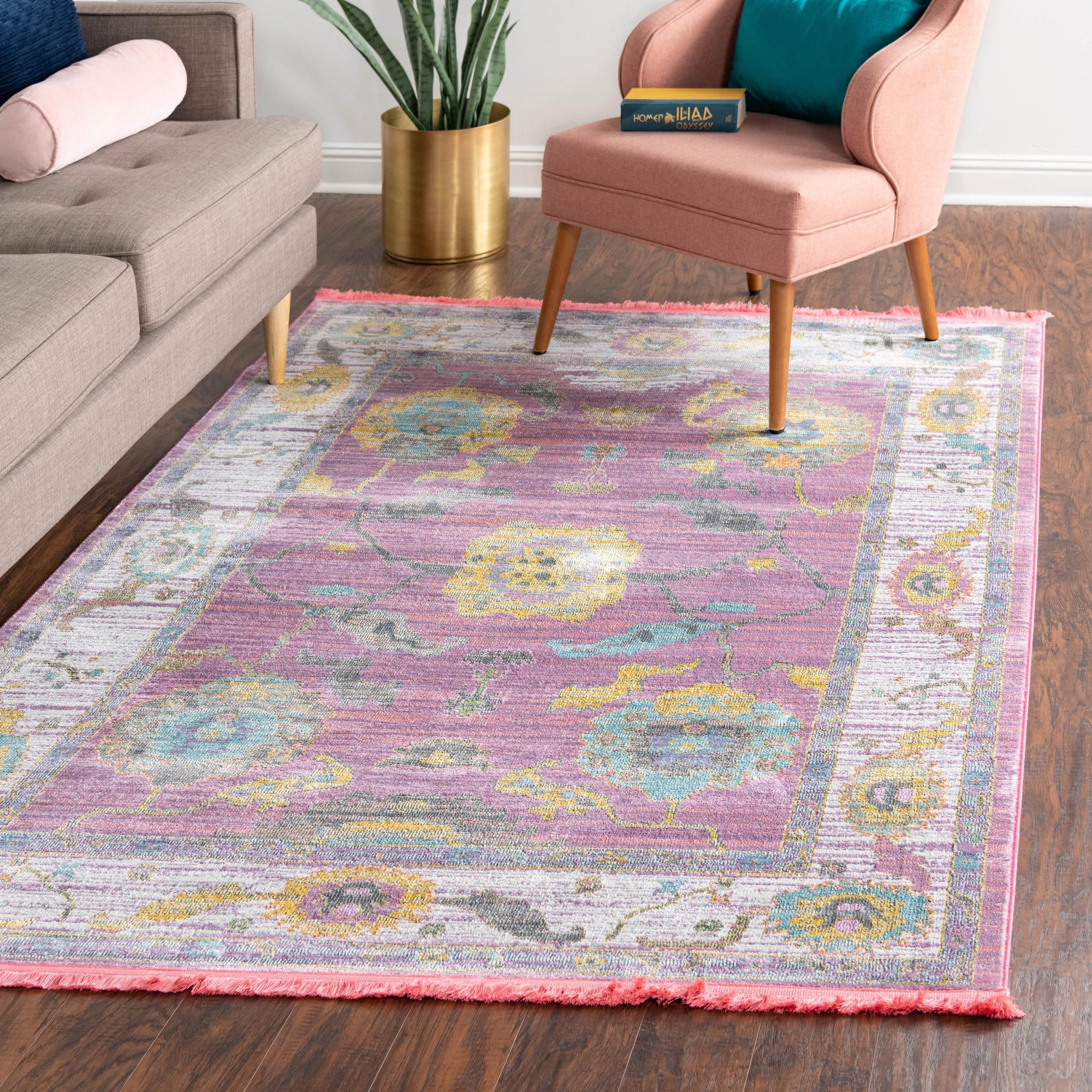 Arcadia Rugs Collection Area Rug - Eden (Pink)