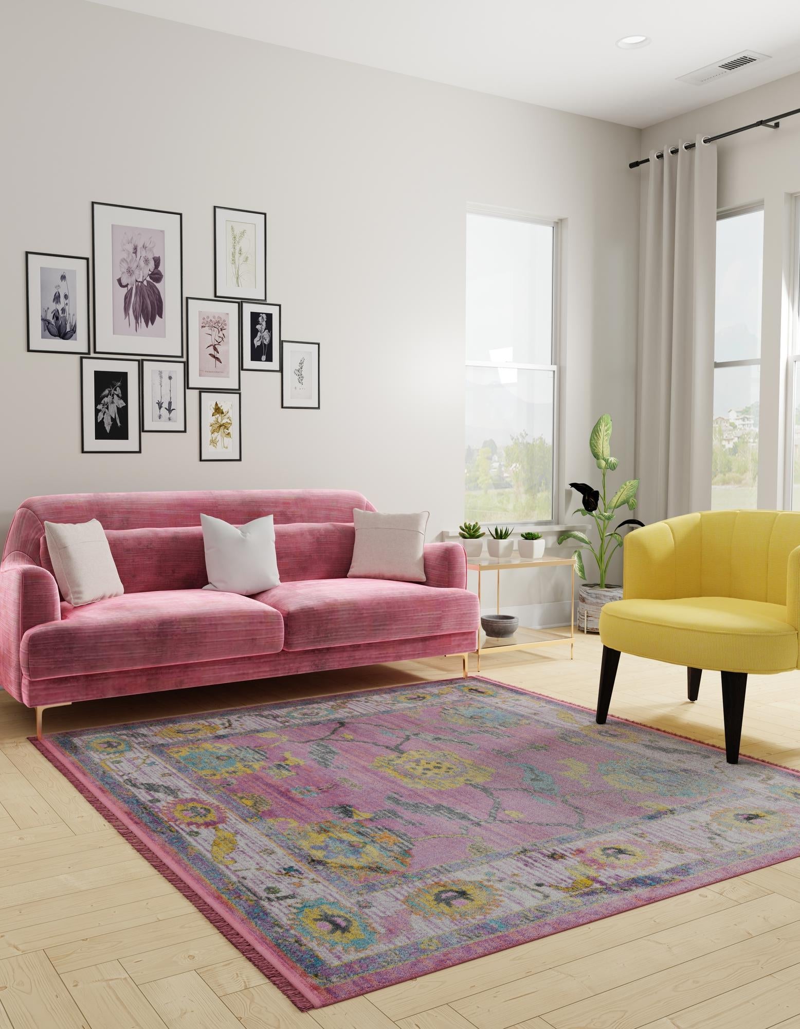 Arcadia Rugs Collection Area Rug - Eden (Pink)