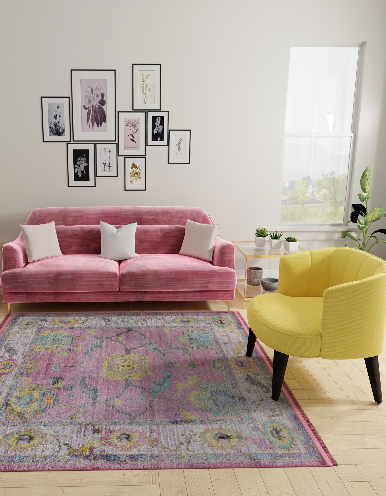 Arcadia Rugs Collection Area Rug - Eden (Pink)