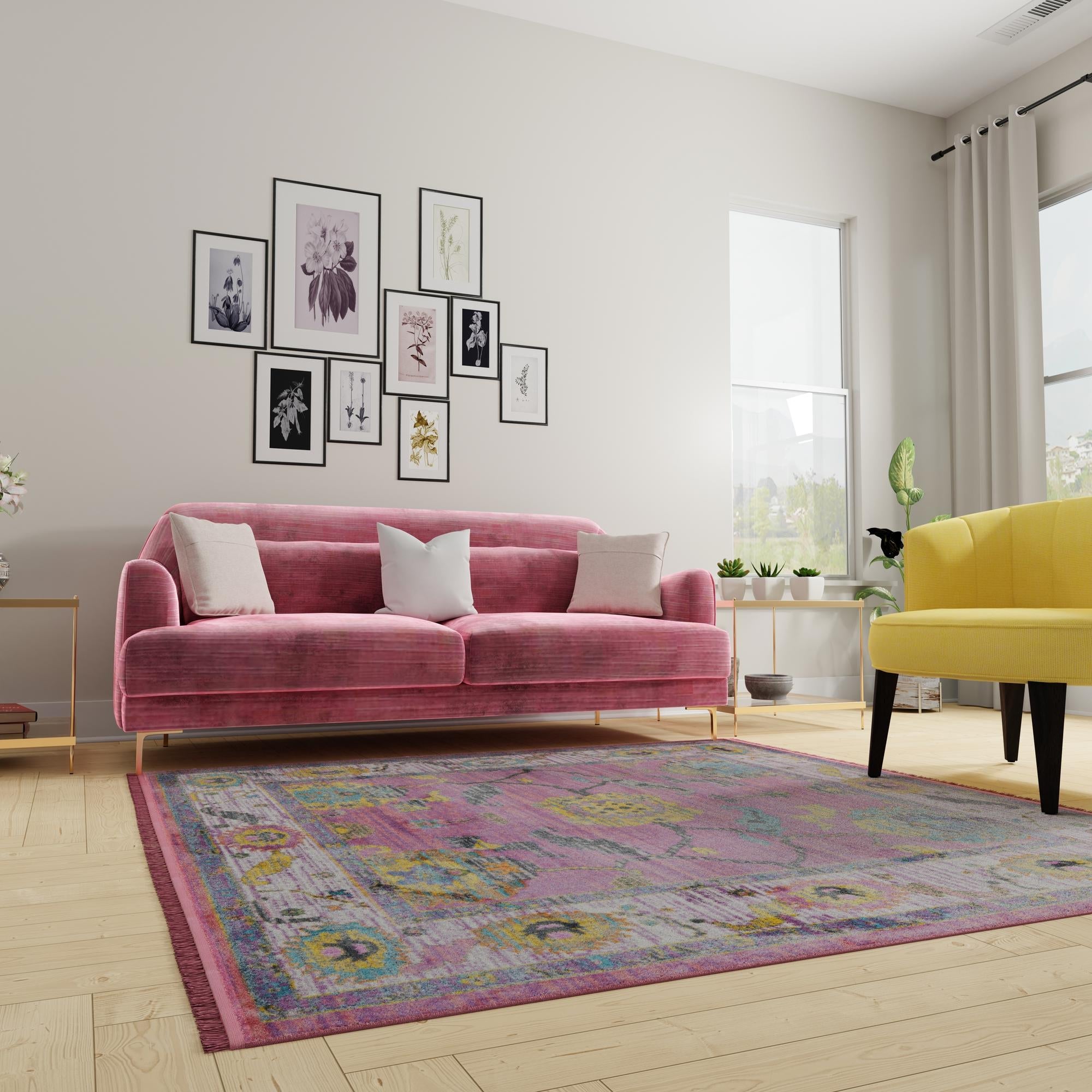 Arcadia Rugs Collection Area Rug - Eden (Pink)