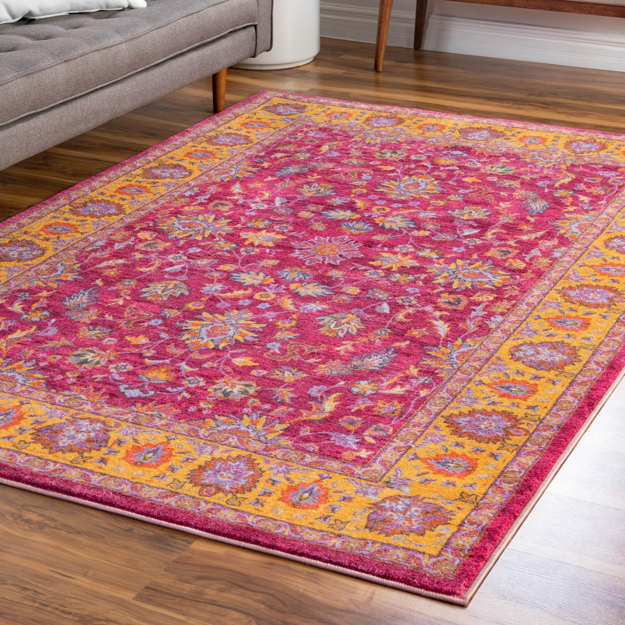 Casablanca Tapestry Collection Area Rug -  Marrakech (Berry Pink)