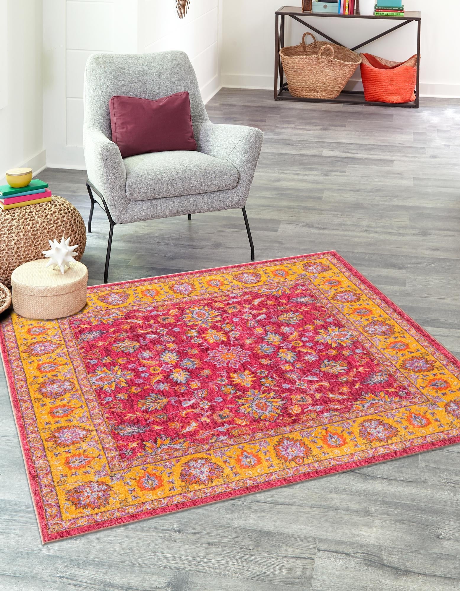 Casablanca Tapestry Collection Area Rug -  Marrakech (Berry Pink)