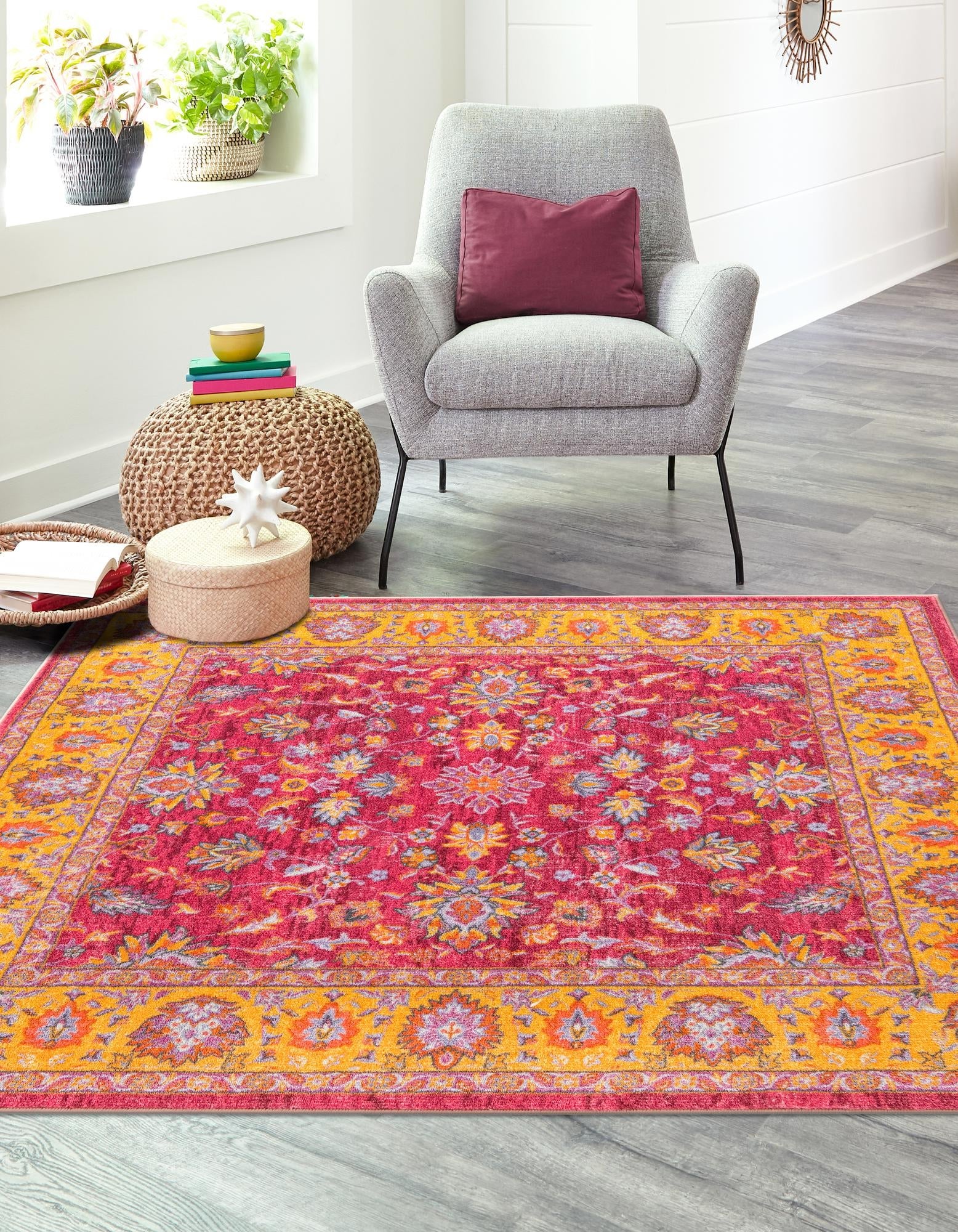 Casablanca Tapestry Collection Area Rug -  Marrakech (Berry Pink)