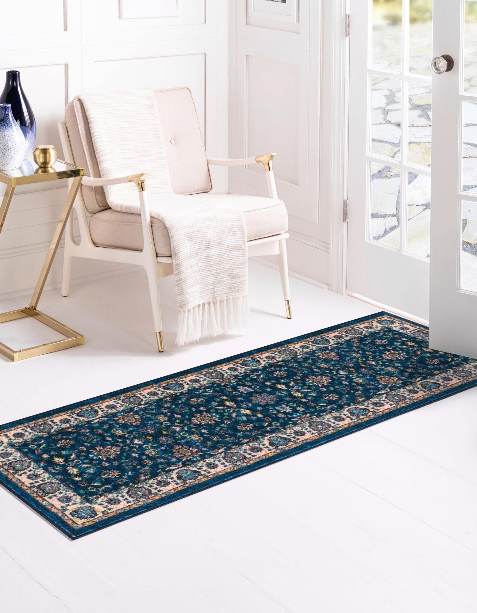 Casablanca Tapestry Collection Area Rug -  Marrakech (Egyptian Blue)