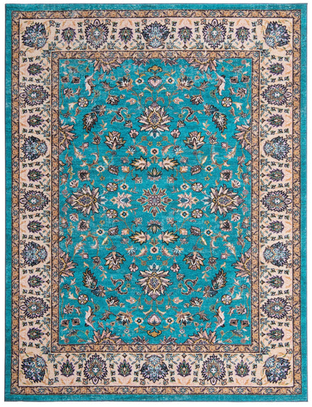 Casablanca Tapestry Collection Area Rug -  Marrakech (Arctic Aqua Blue)