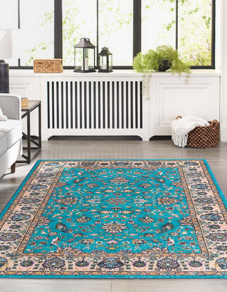 Casablanca Tapestry Collection Area Rug -  Marrakech (Arctic Aqua Blue)