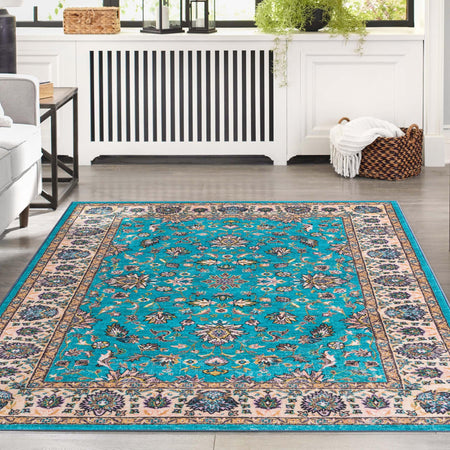 Casablanca Tapestry Collection Area Rug -  Marrakech (Arctic Aqua Blue)