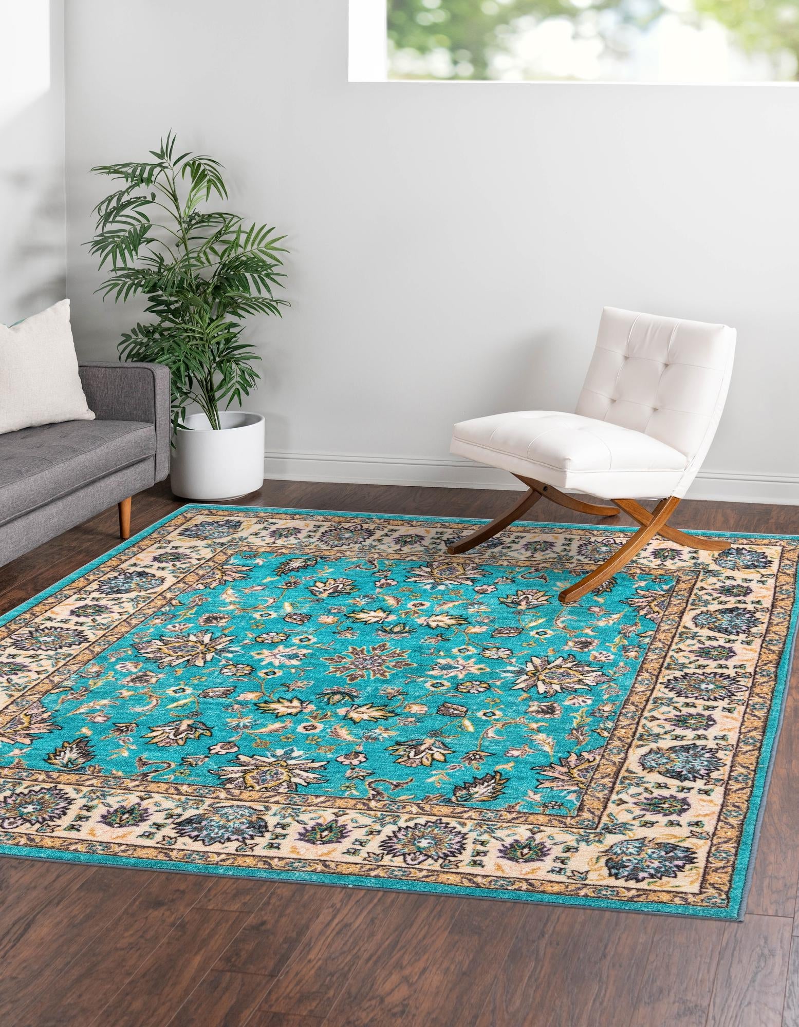 Casablanca Tapestry Collection Area Rug -  Marrakech (Arctic Aqua Blue)