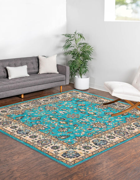 Casablanca Tapestry Collection Area Rug -  Marrakech (Arctic Aqua Blue)