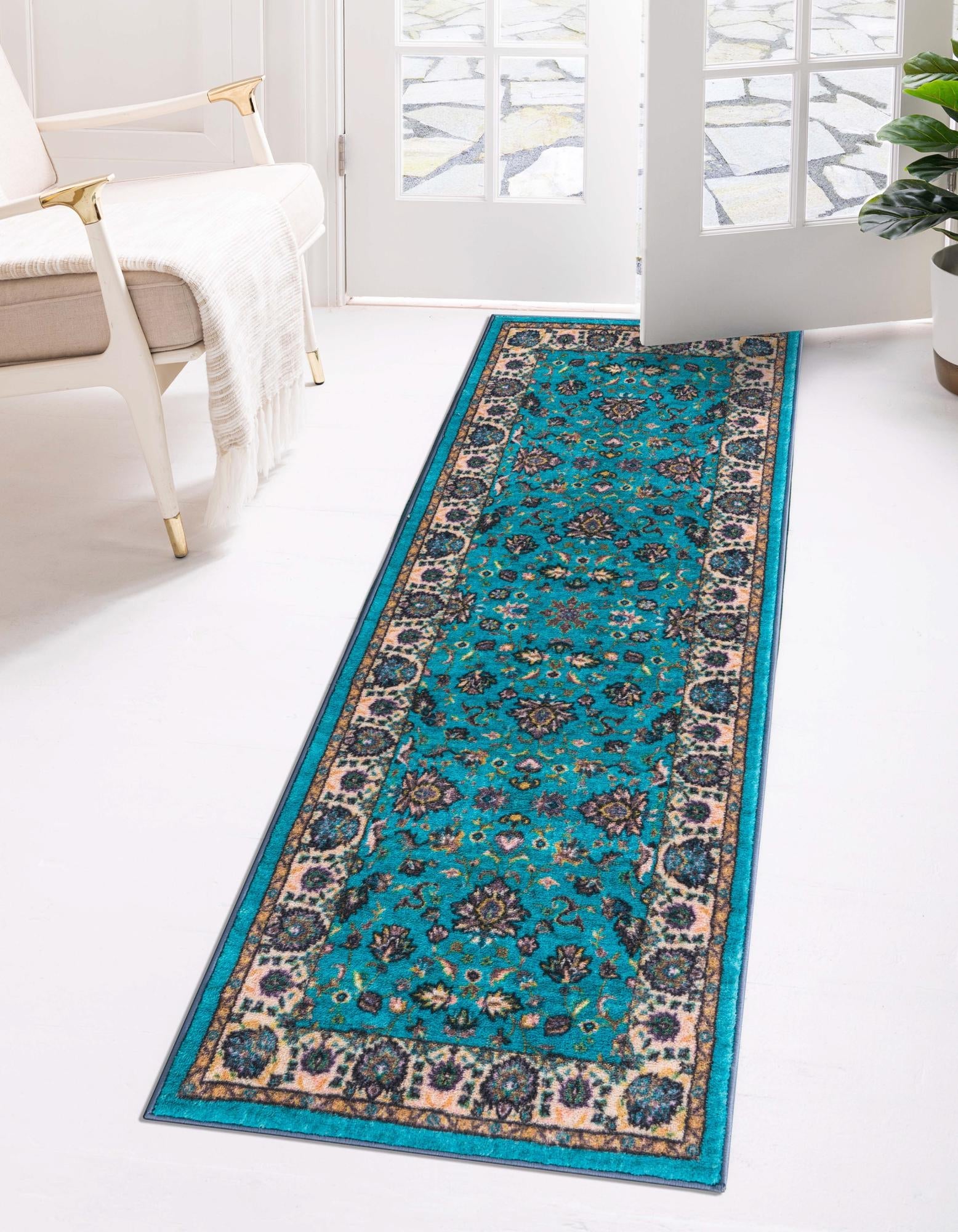 Casablanca Tapestry Collection Area Rug -  Marrakech (Arctic Aqua Blue)