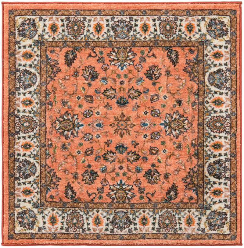 Casablanca Tapestry Collection Area Rug -  Marrakech (Salmon) Square Salmon  lifestyle 16