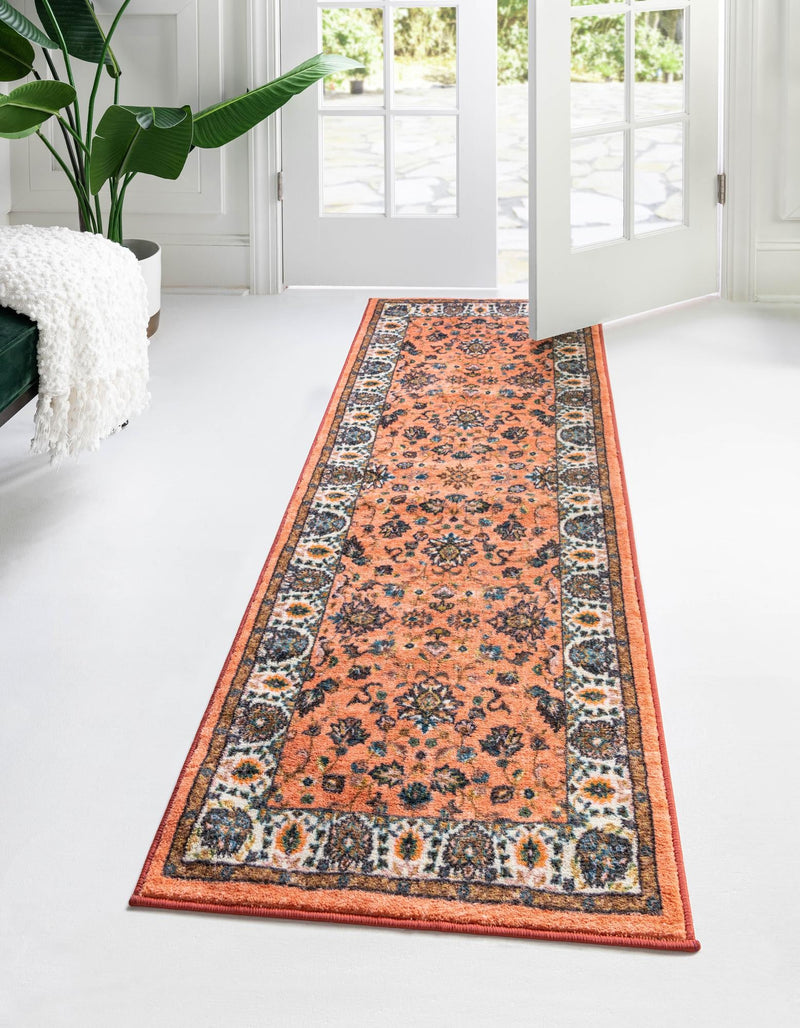 Casablanca Tapestry Collection Area Rug -  Marrakech (Salmon) Runner Salmon  lifestyle 19