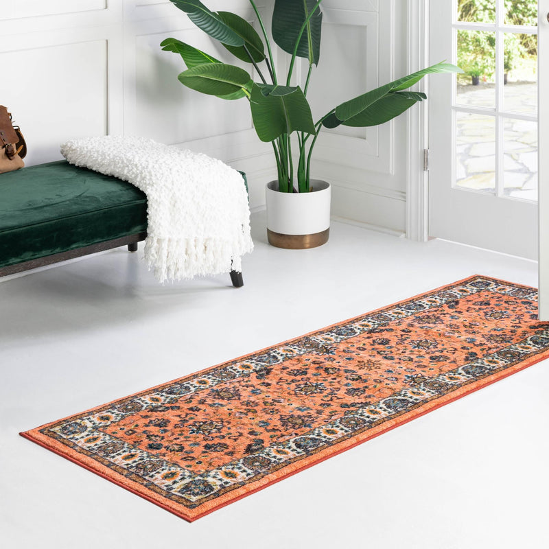 Casablanca Tapestry Collection Area Rug -  Marrakech (Salmon) Runner Salmon  lifestyle 43