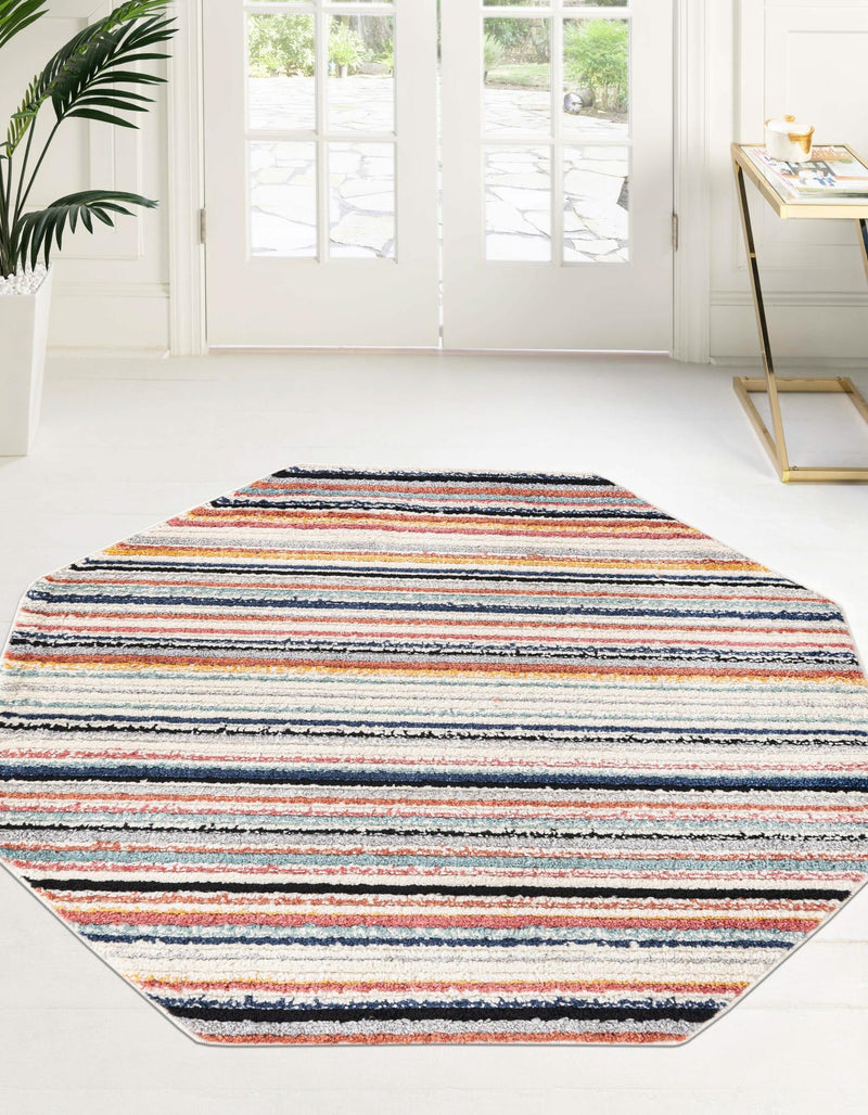 Marrakech Mosaic Collection Area Rug - Casablanca Octagon Ivory  lifestyle 37