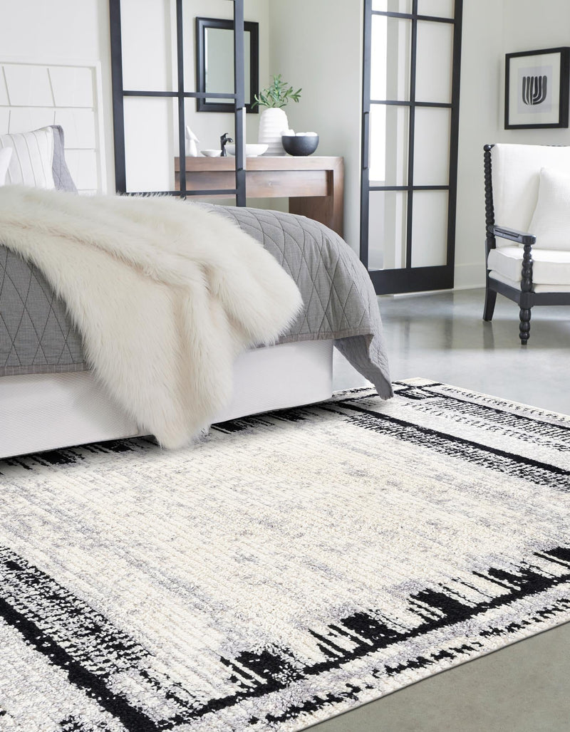 Marrakech Mosaic Collection Area Rug -  Sahara Rectangle Black and White  lifestyle 5