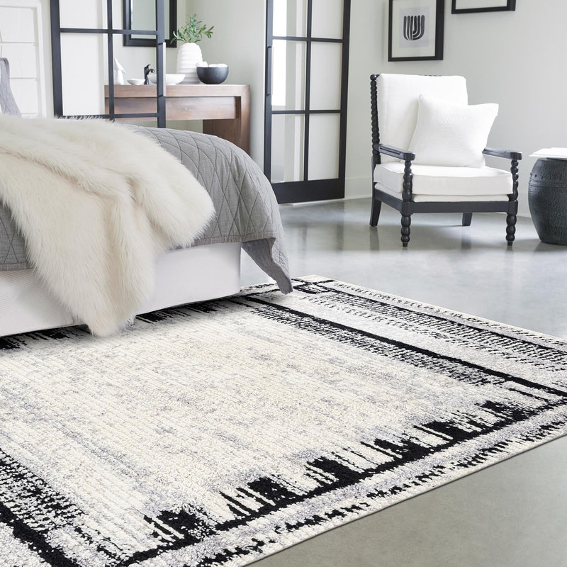 Marrakech Mosaic Collection Area Rug -  Sahara Rectangle Black and White  lifestyle 29