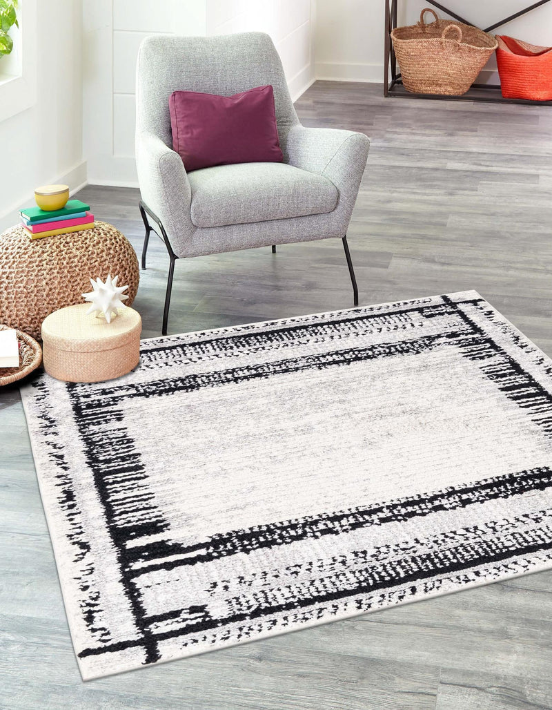 Marrakech Mosaic Collection Area Rug -  Sahara Square Black and White  lifestyle 36