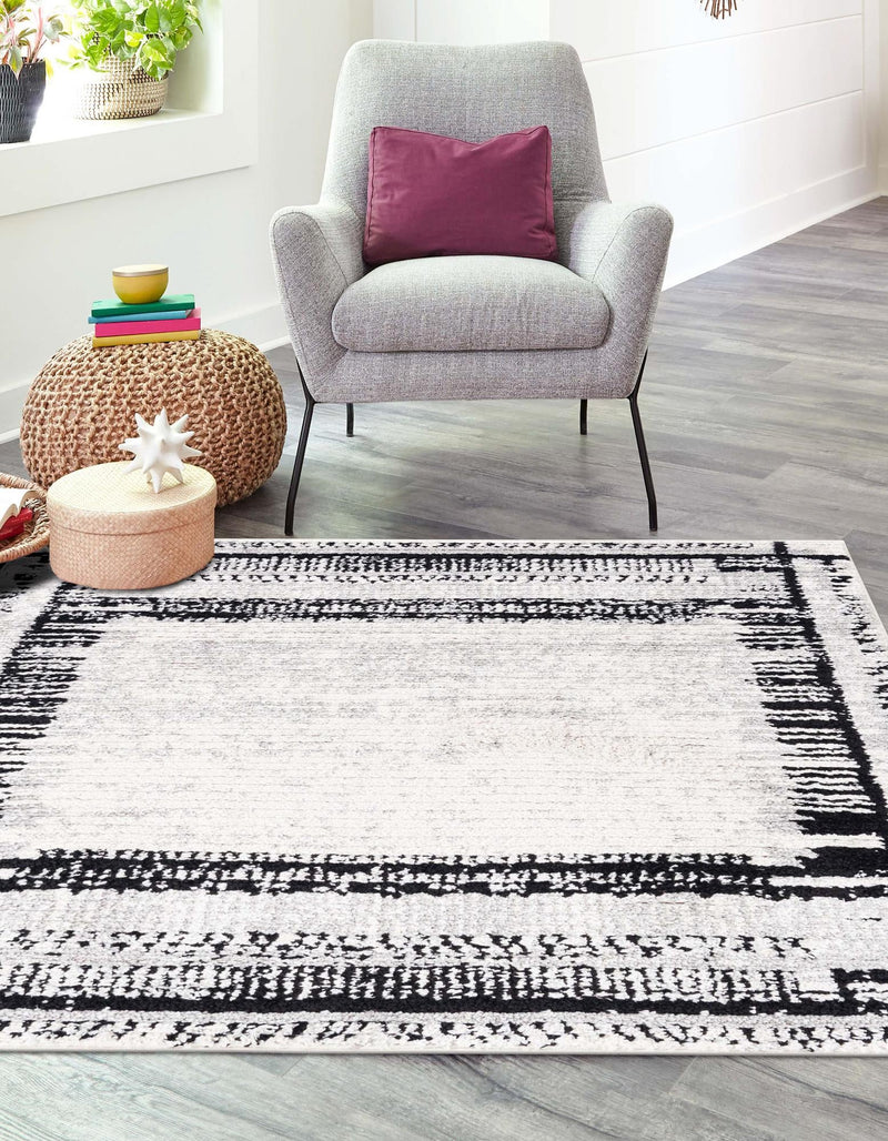 Marrakech Mosaic Collection Area Rug -  Sahara Square Black and White  lifestyle 42