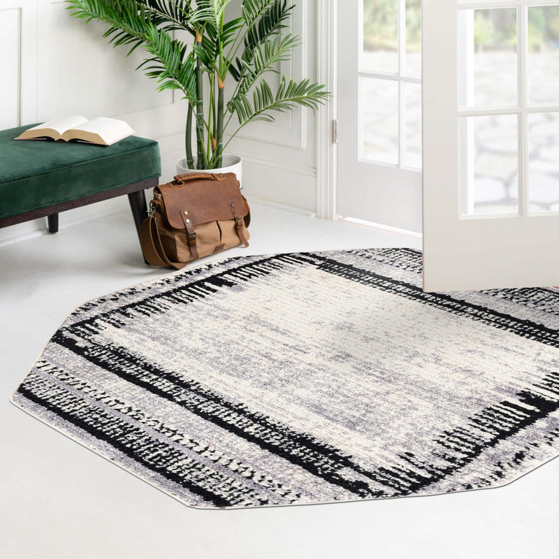 Marrakech Mosaic Collection Area Rug -  Sahara Octagon Black and White  lifestyle 52