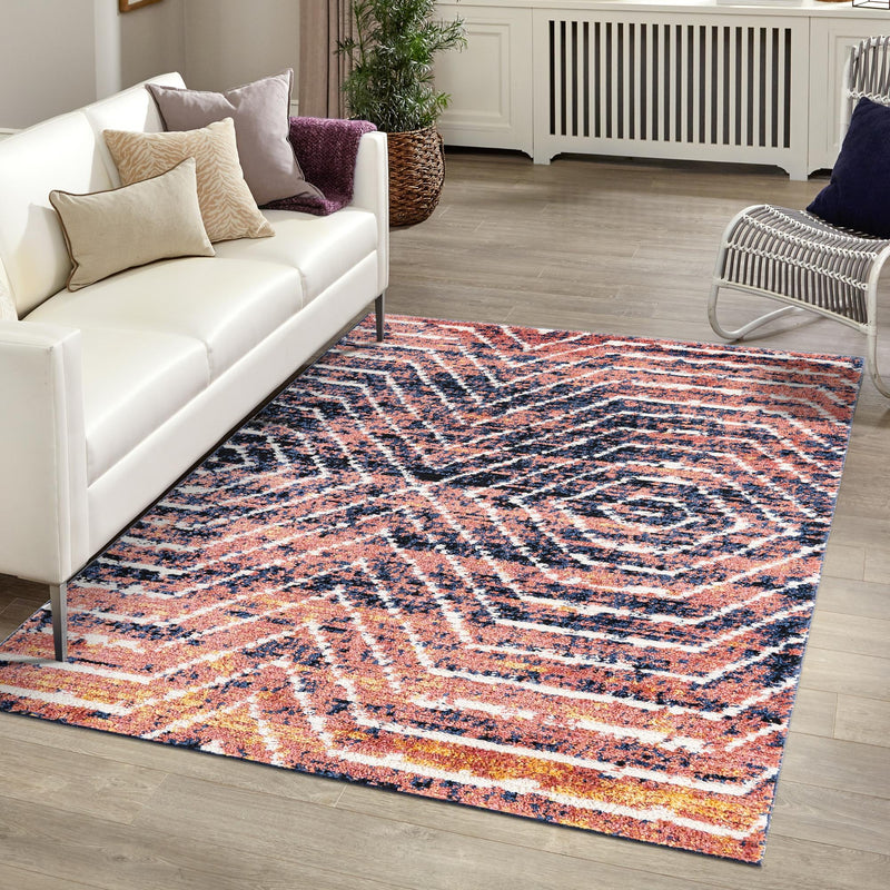 Marrakech Mosaic Collection Area Rug -  Tangier Rectangle Rust Orange  lifestyle 28