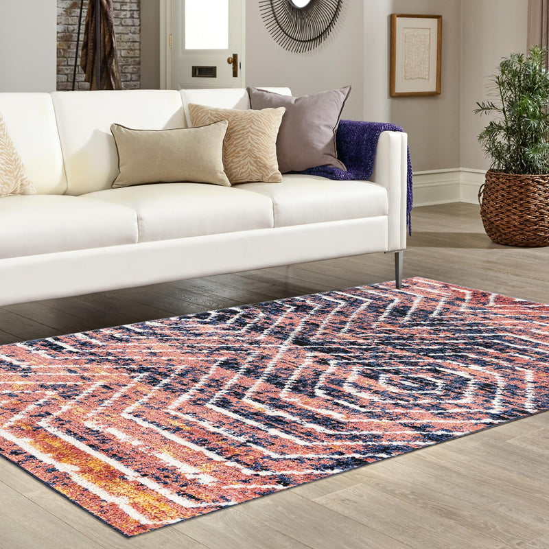 Marrakech Mosaic Collection Area Rug -  Tangier Rectangle Rust Orange  lifestyle 30