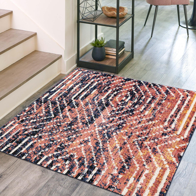 Marrakech Mosaic Collection Area Rug -  Tangier Square Rust Orange  lifestyle 70