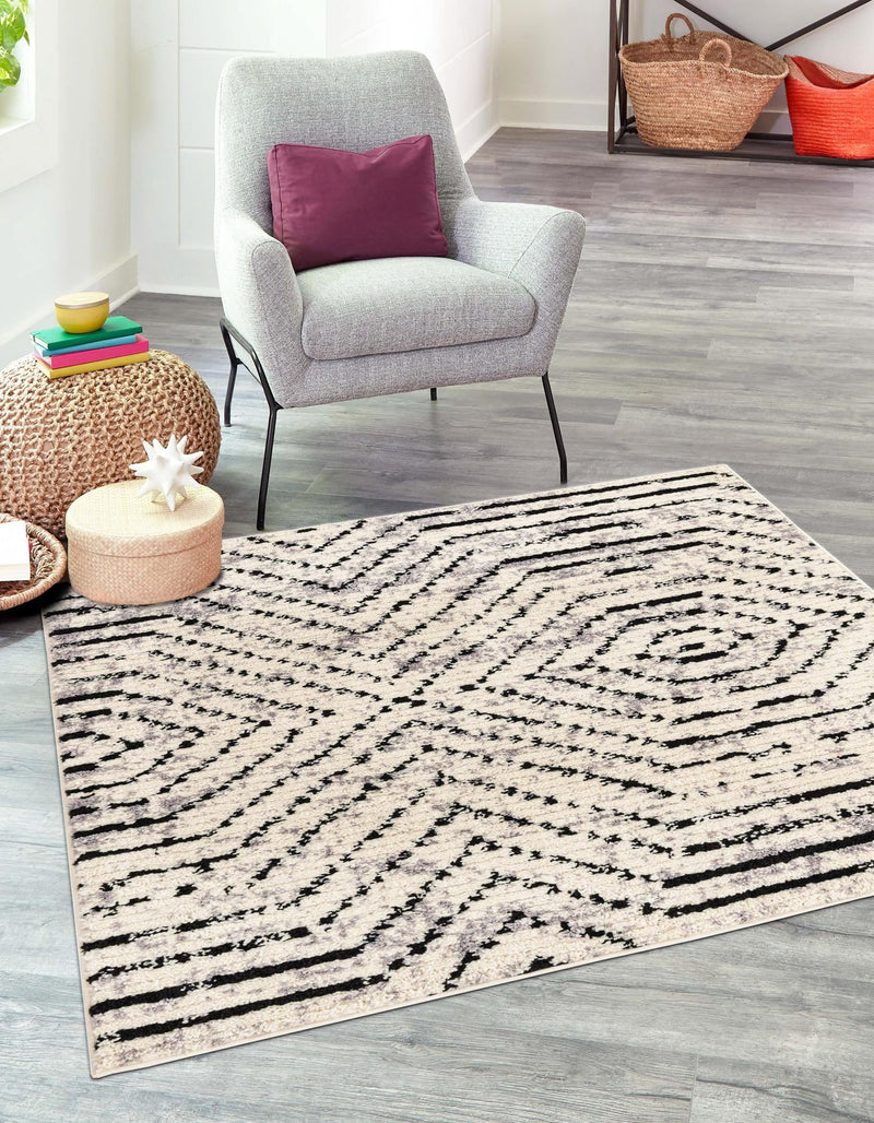 Marrakech Mosaic Collection Area Rug -  Tangier Square Black and White  lifestyle 38