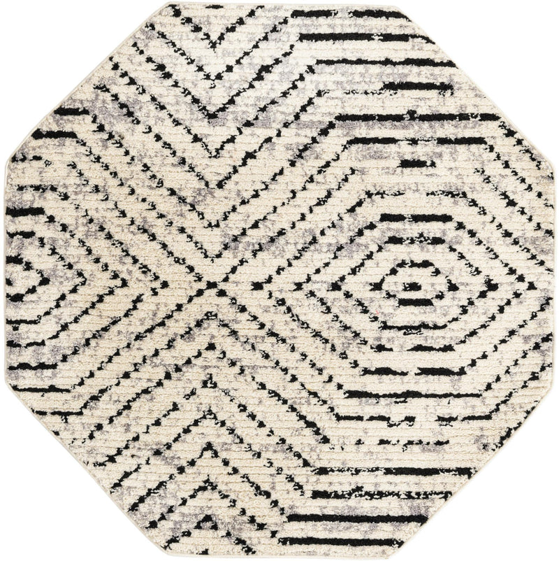 Marrakech Mosaic Collection Area Rug -  Tangier Octagon Black and White  lifestyle 35