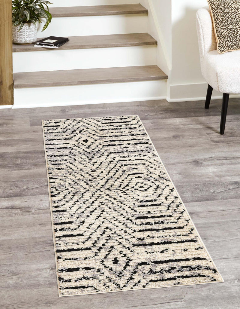 Marrakech Mosaic Collection Area Rug -  Tangier Runner Black and White  lifestyle 40