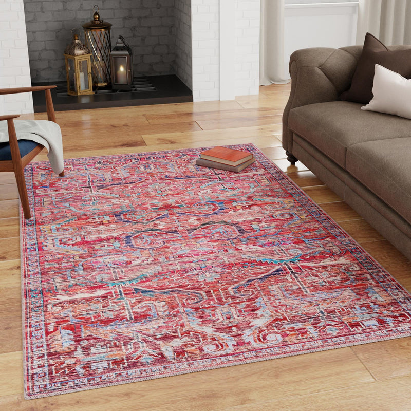 Zahara Oasis Collection Area Rug -  Tangier Rectangle Rust Red  lifestyle 31