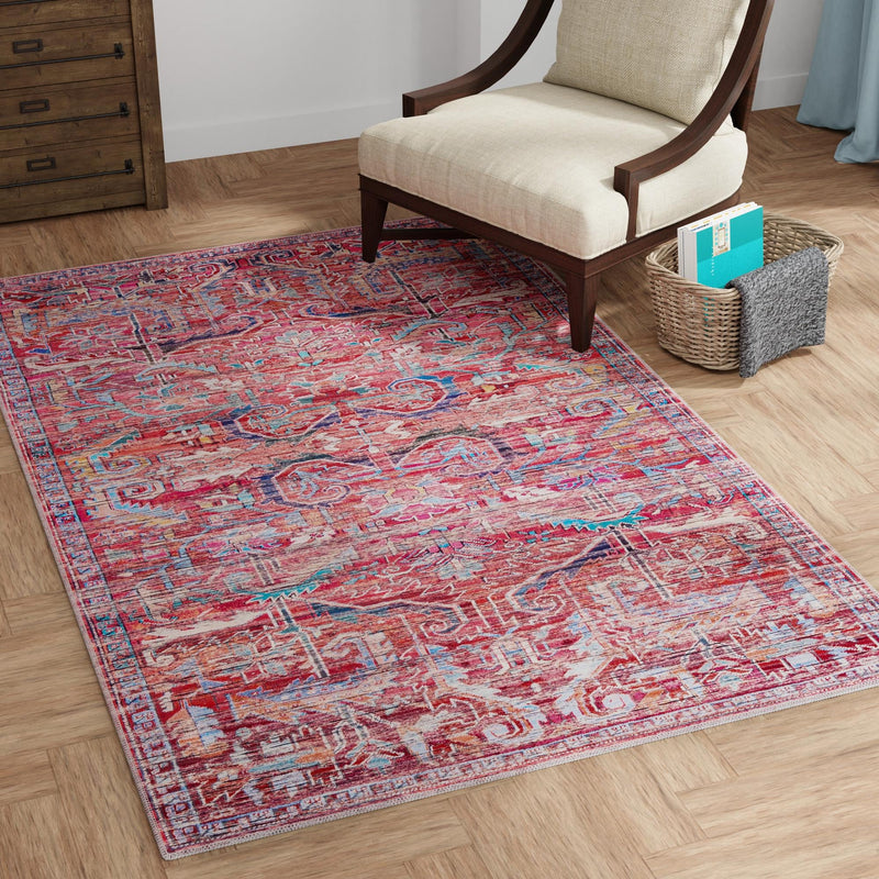 Zahara Oasis Collection Area Rug -  Tangier Rectangle Rust Red  lifestyle 33