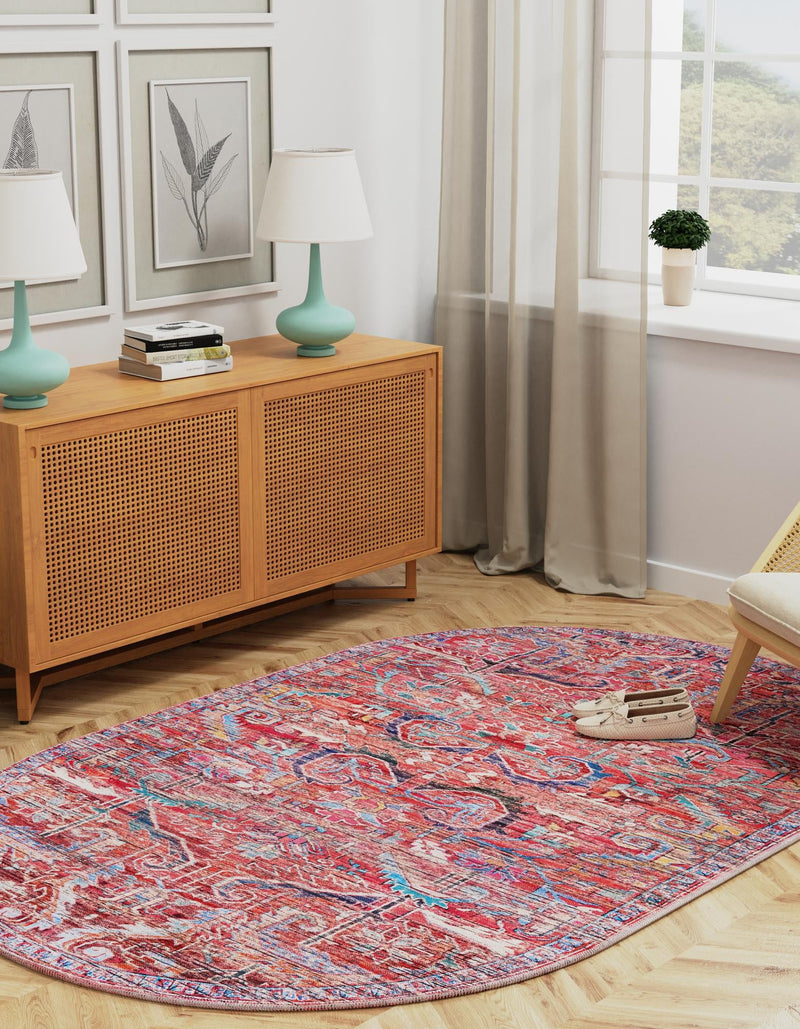 Zahara Oasis Collection Area Rug -  Tangier Oval Rust Red  lifestyle 43