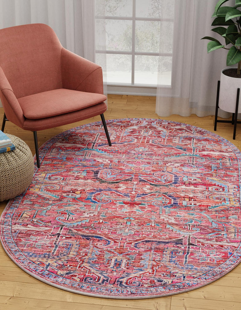 Zahara Oasis Collection Area Rug -  Tangier Oval Rust Red  lifestyle 48