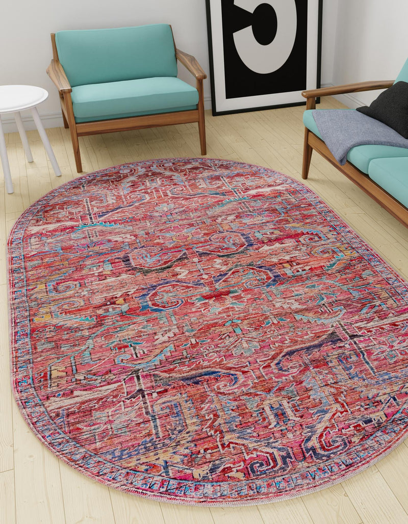 Zahara Oasis Collection Area Rug -  Tangier Oval Rust Red  lifestyle 90