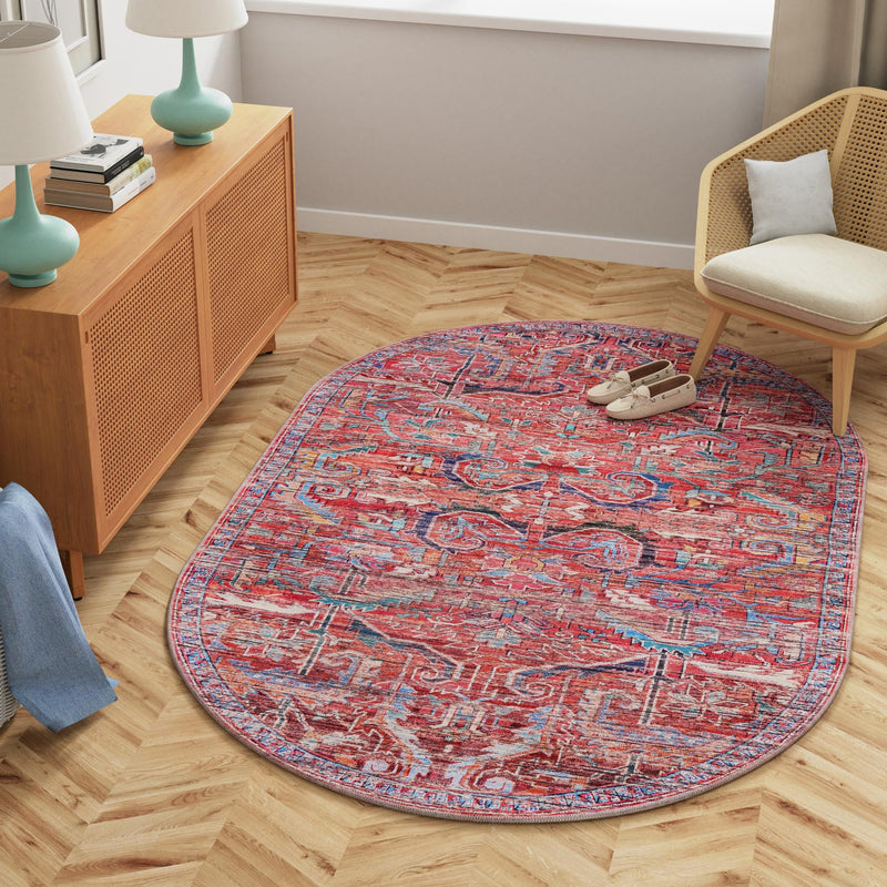 Zahara Oasis Collection Area Rug -  Tangier Oval Rust Red  lifestyle 99