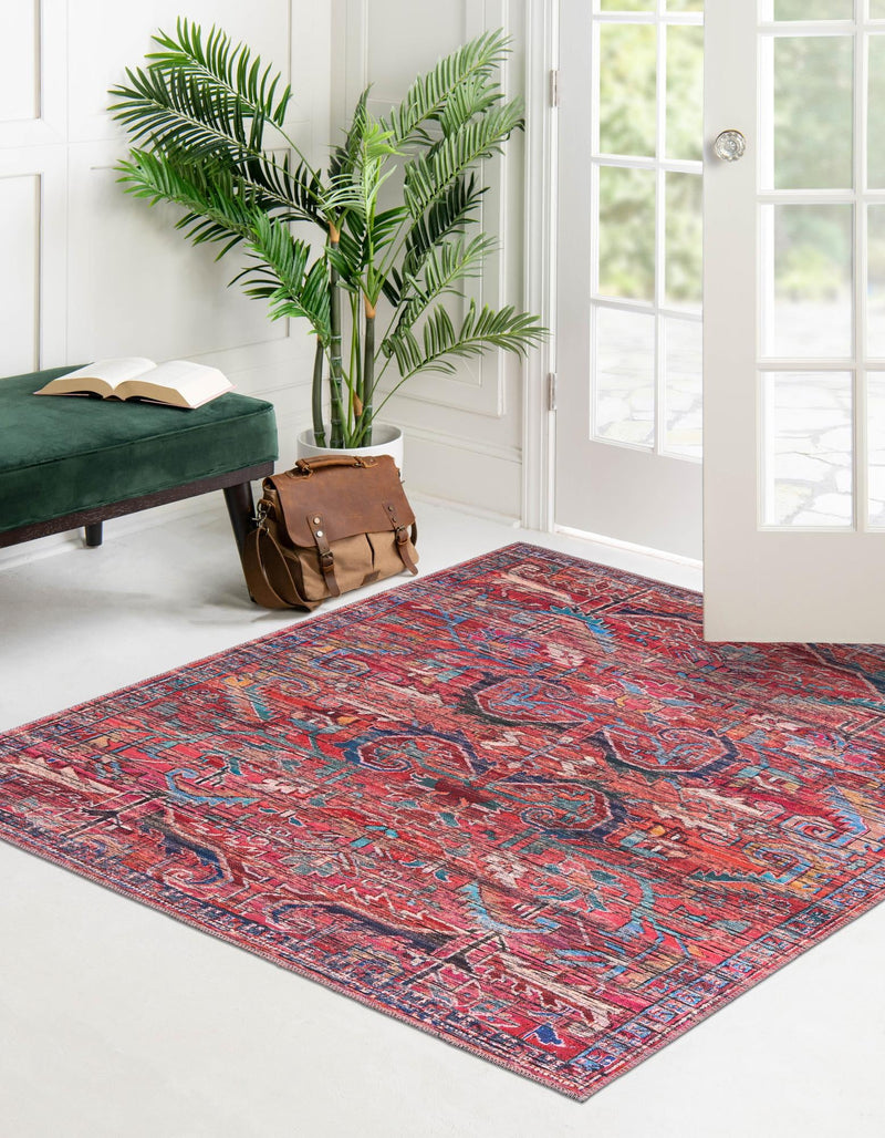 Zahara Oasis Collection Area Rug -  Tangier Square Rust Red  lifestyle 44