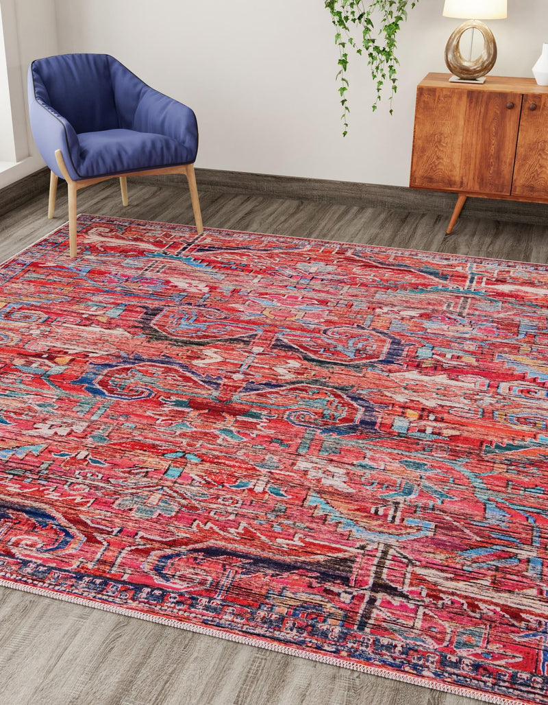 Zahara Oasis Collection Area Rug -  Tangier Square Rust Red  lifestyle 40