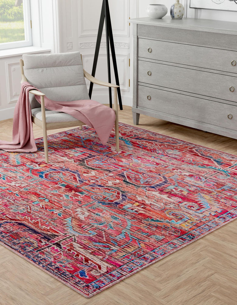 Zahara Oasis Collection Area Rug -  Tangier Square Rust Red  lifestyle 45