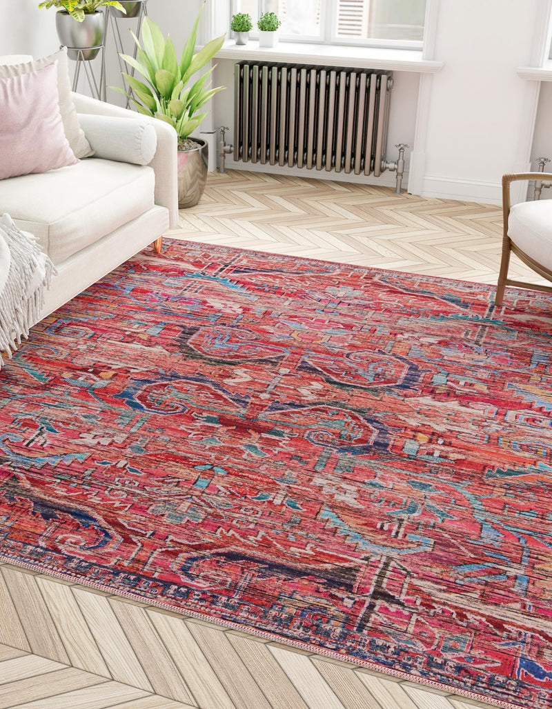 Zahara Oasis Collection Area Rug -  Tangier Square Rust Red  lifestyle 91