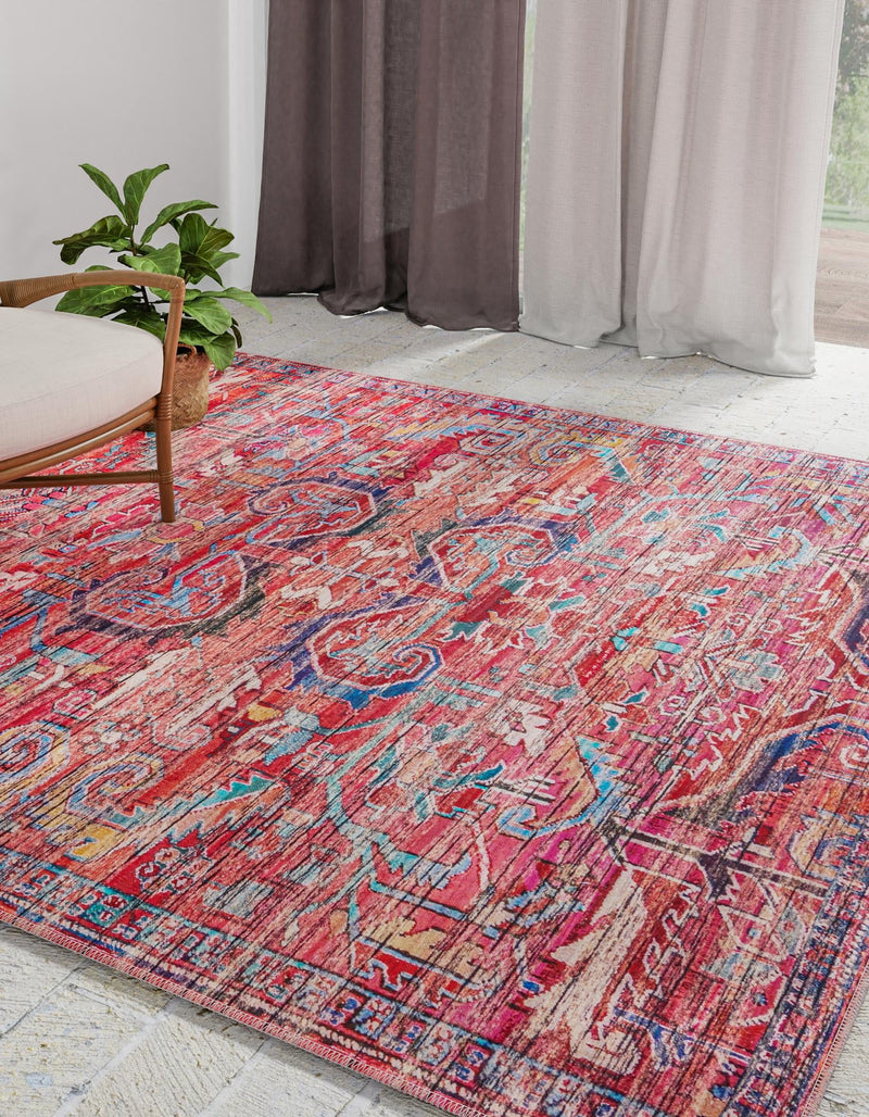 Zahara Oasis Collection Area Rug -  Tangier Square Rust Red  lifestyle 95