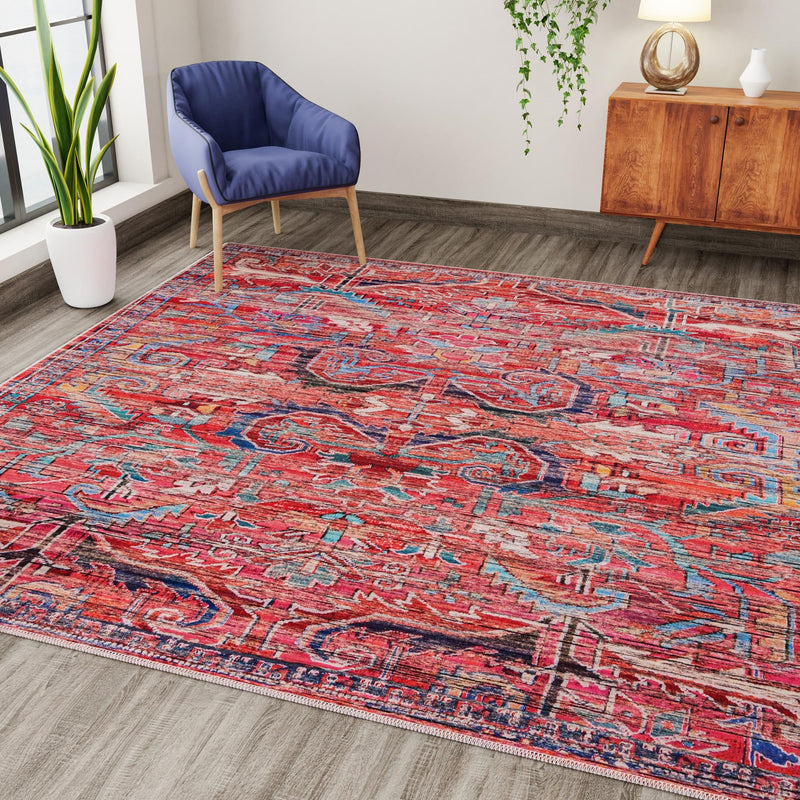 Zahara Oasis Collection Area Rug -  Tangier Square Rust Red  lifestyle 100