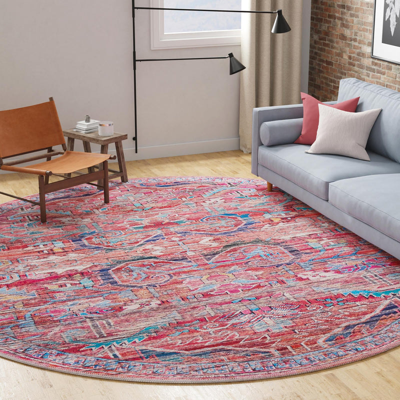 Zahara Oasis Collection Area Rug -  Tangier Round Rust Red  lifestyle 105