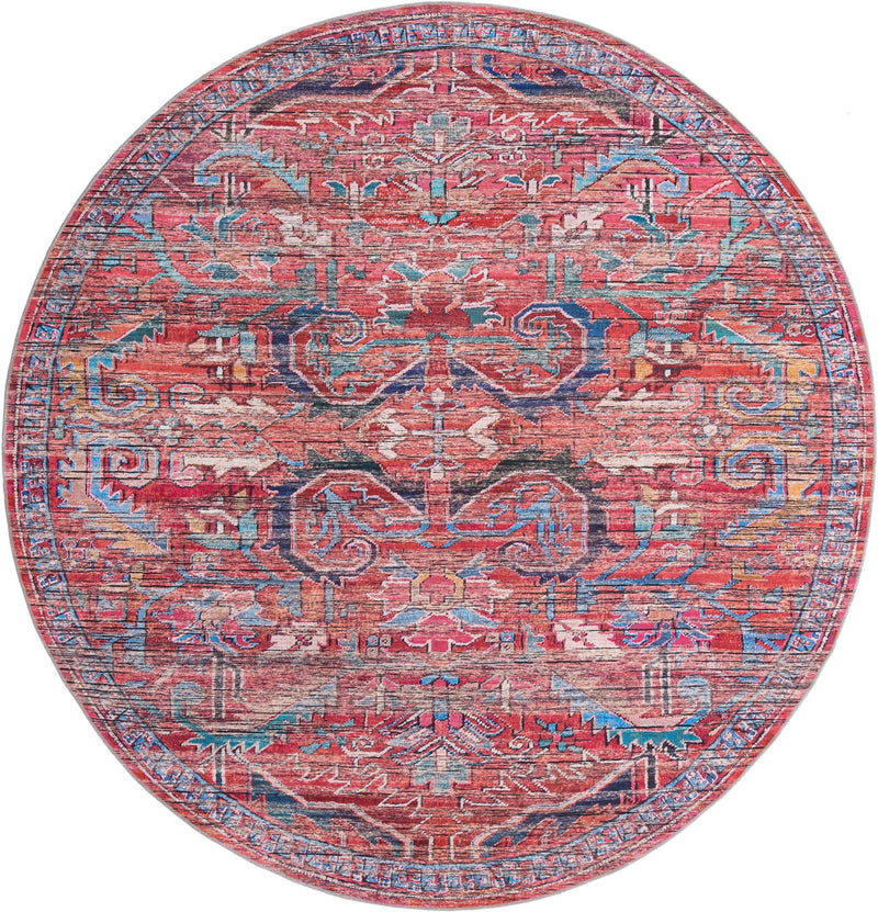 Zahara Oasis Collection Area Rug -  Tangier Round Rust Red  lifestyle 36