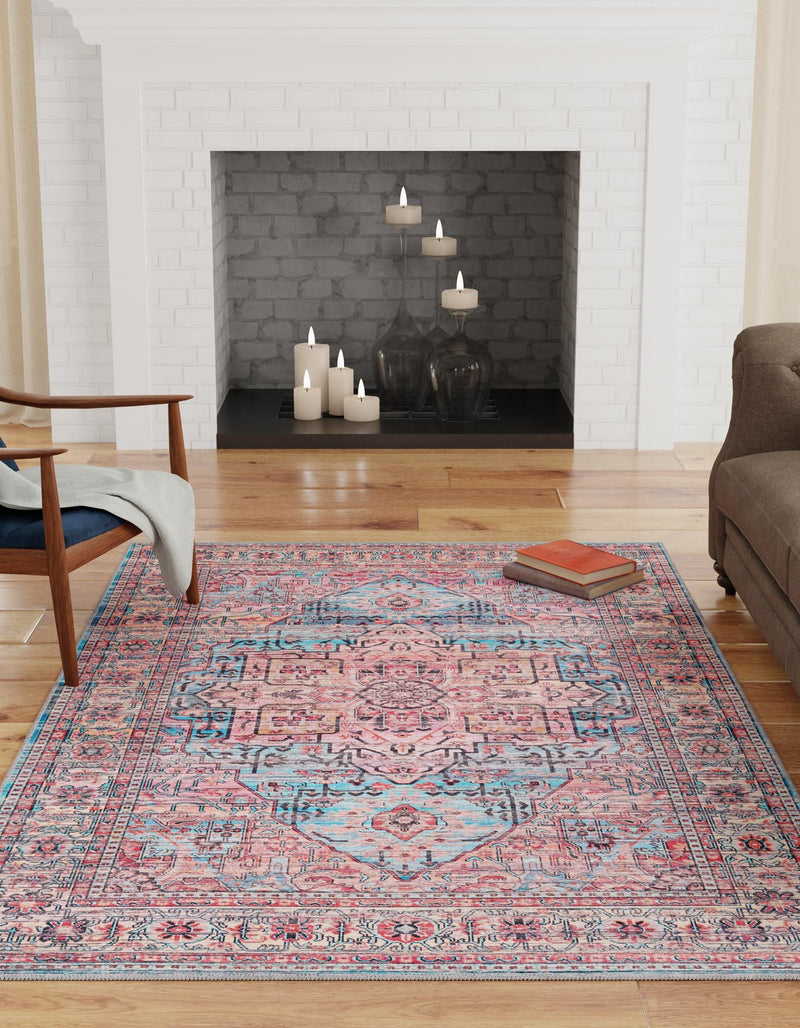 Zahara Oasis Collection Area Rug -  Fez Rectangle Blue  lifestyle 22